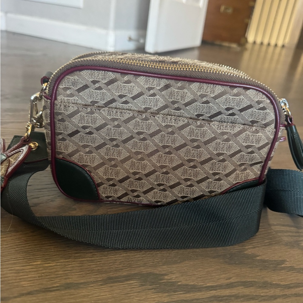MZ Wallace Beige & Burgundy Crossbody Bag with Green Accents - Picture 2 of 9